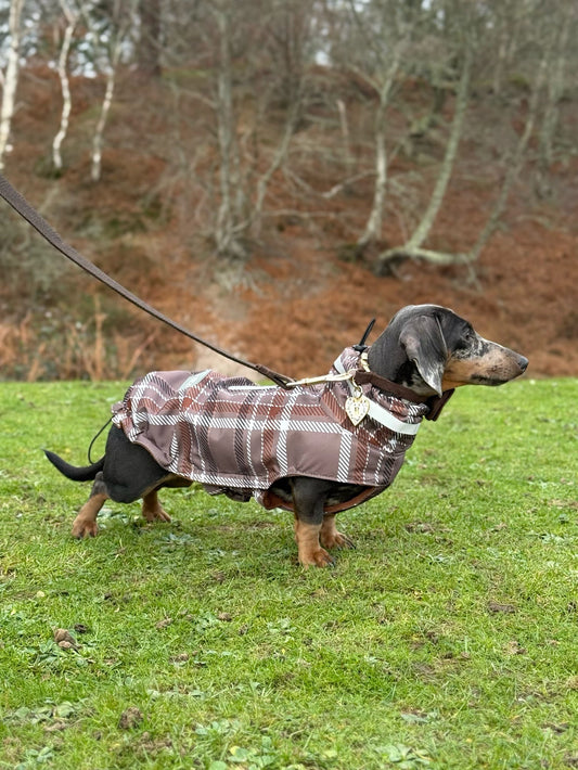 Brown Fleece Lined Check Raincoat