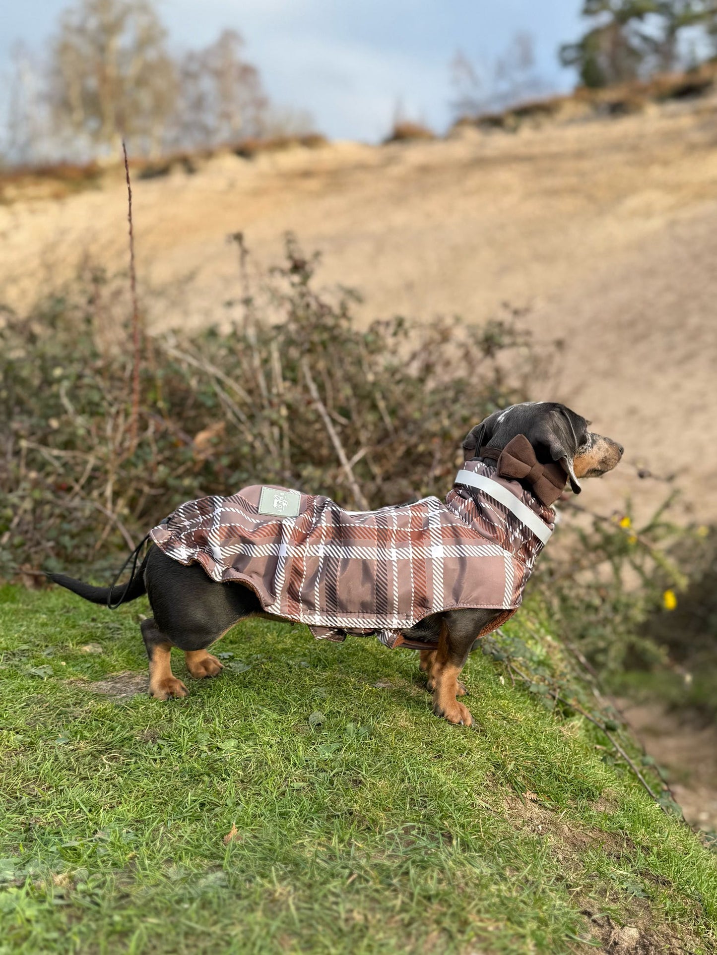 Brown Fleece Lined Check Raincoat