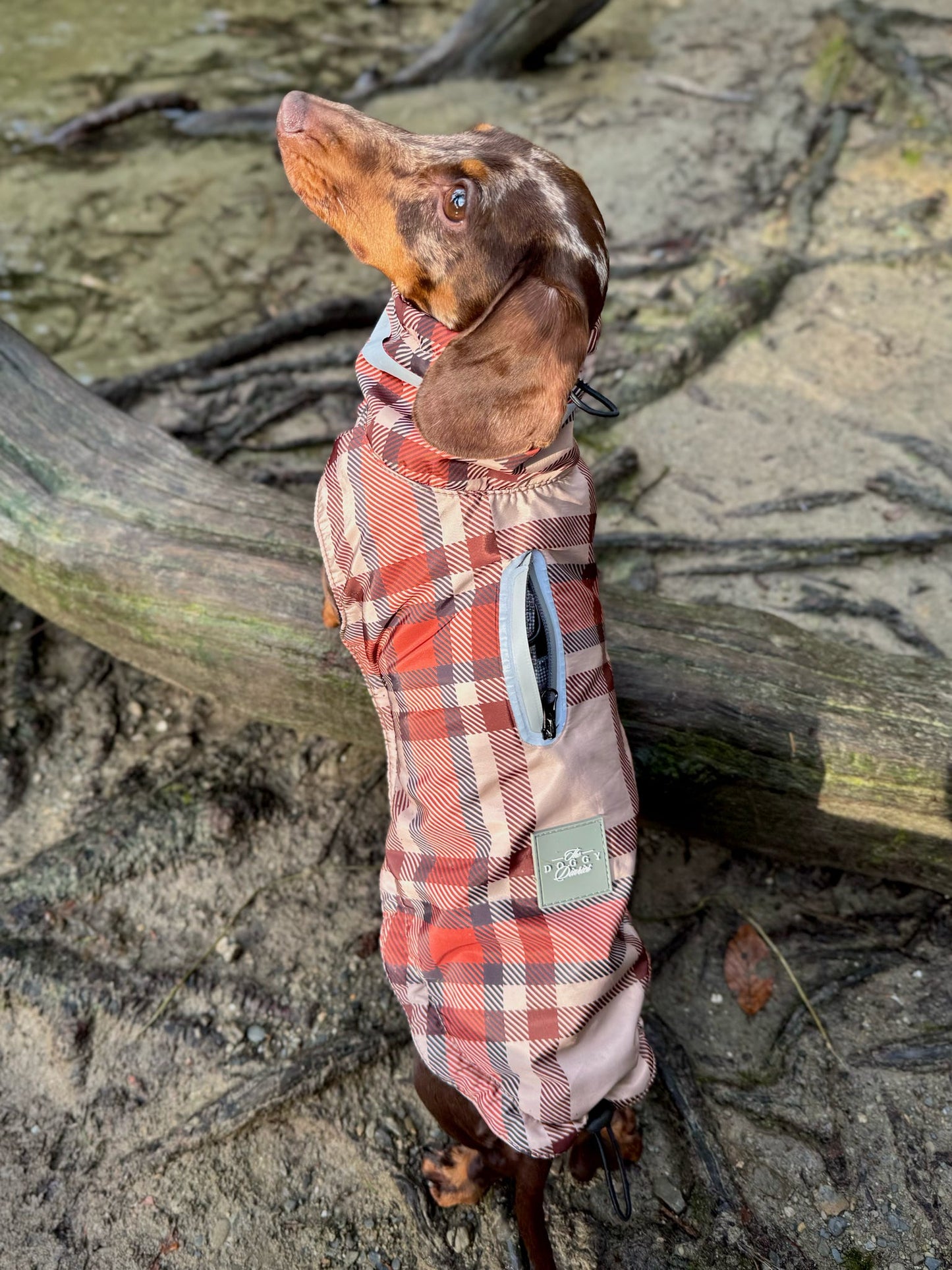 Orange Fleece Lined Check Raincoat