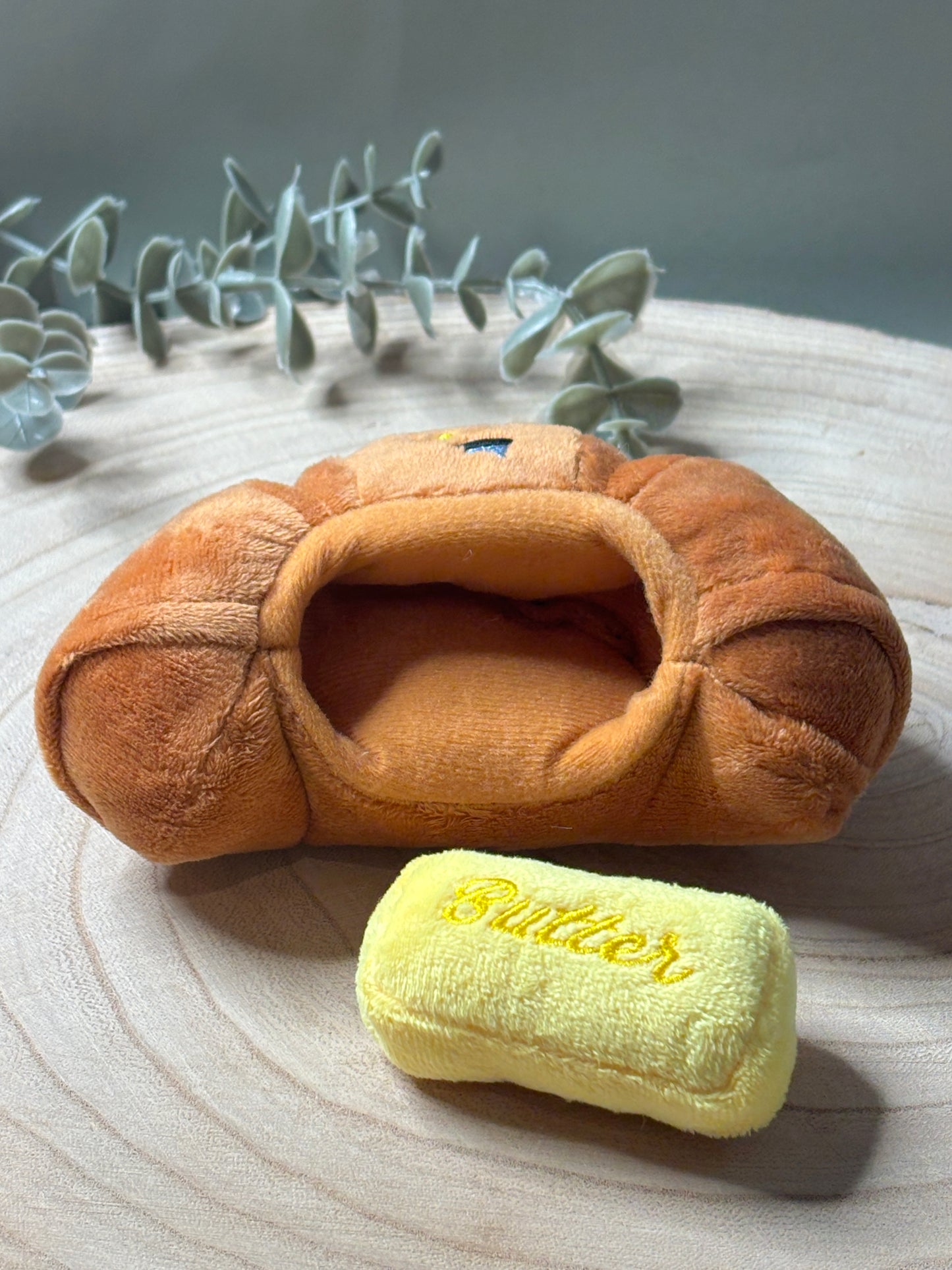Croissant and Butter Dog Toy