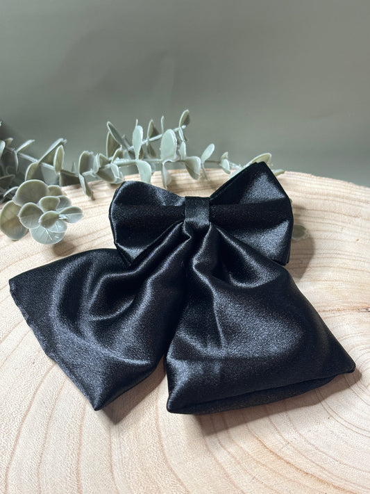 Black Satin Sailor Bow