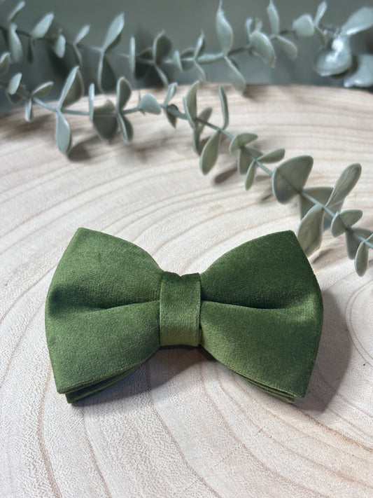 Olive Velvet Bow
